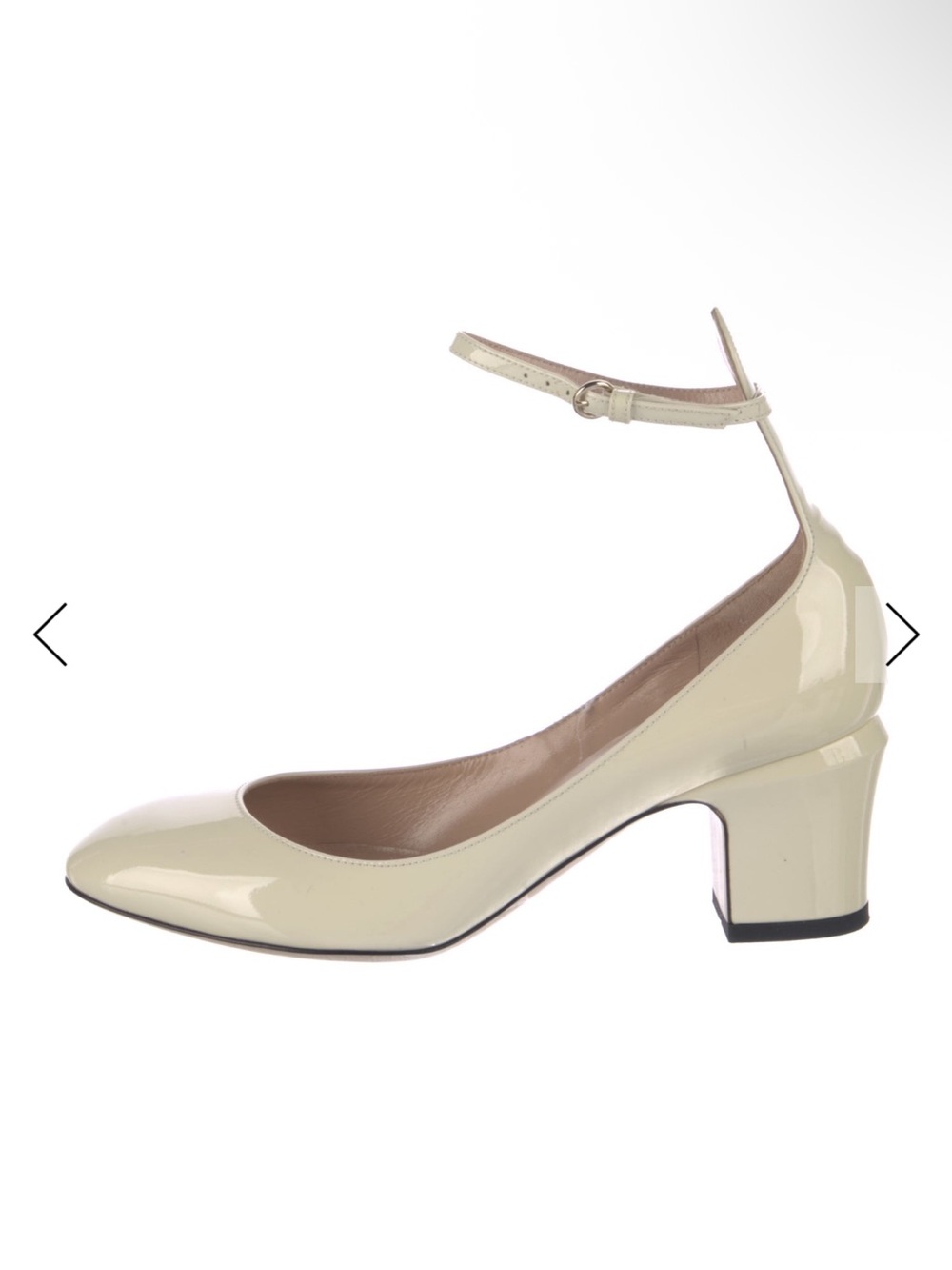 Valentino Garavani Cream Patent Leather Ankle-Strap Block Heel NWT